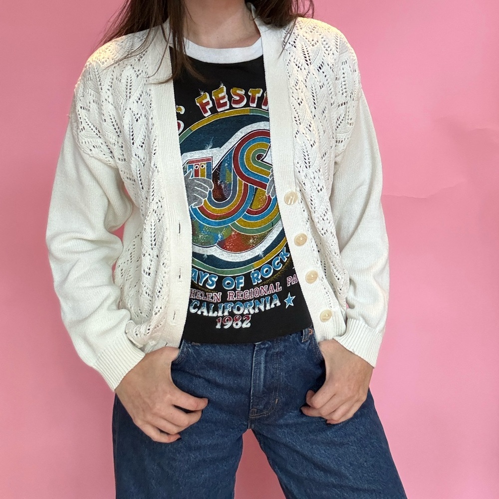 Y2K KNIT CREAM CARDIGAN